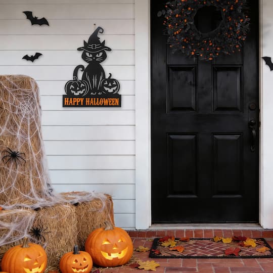 Glitzhome® 30.25" Halloween Metal Silhouette Cat Yard Stake